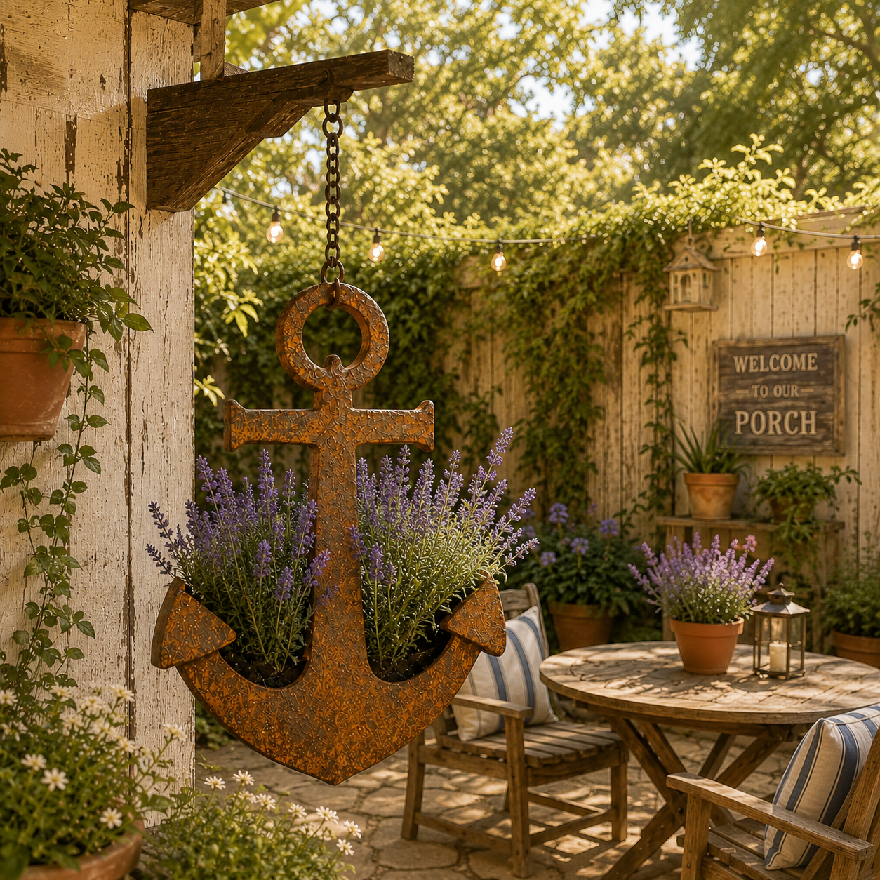 ⚓Rustic Anchor Hanging Planter