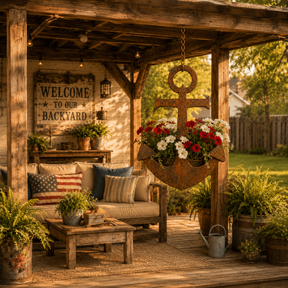 ⚓Rustic Anchor Hanging Planter