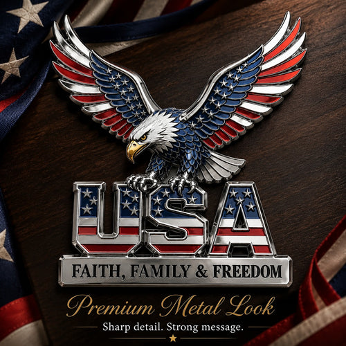 🦅🦅USA Faith, Family & Freedom Metal Emblem