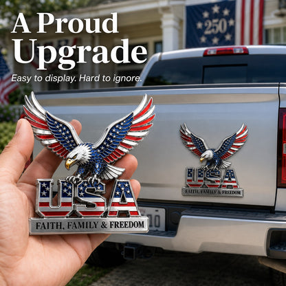 🦅🦅USA Faith, Family & Freedom Metal Emblem