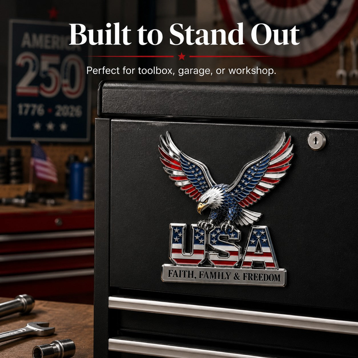 🦅🦅USA Faith, Family & Freedom Metal Emblem