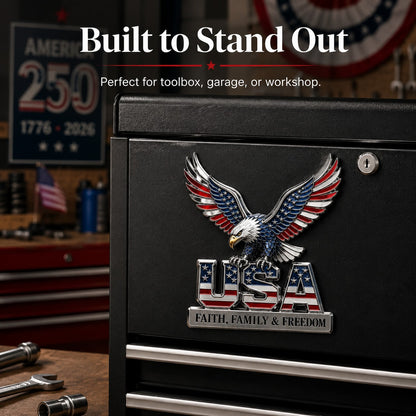 🦅🦅USA Faith, Family & Freedom Metal Emblem