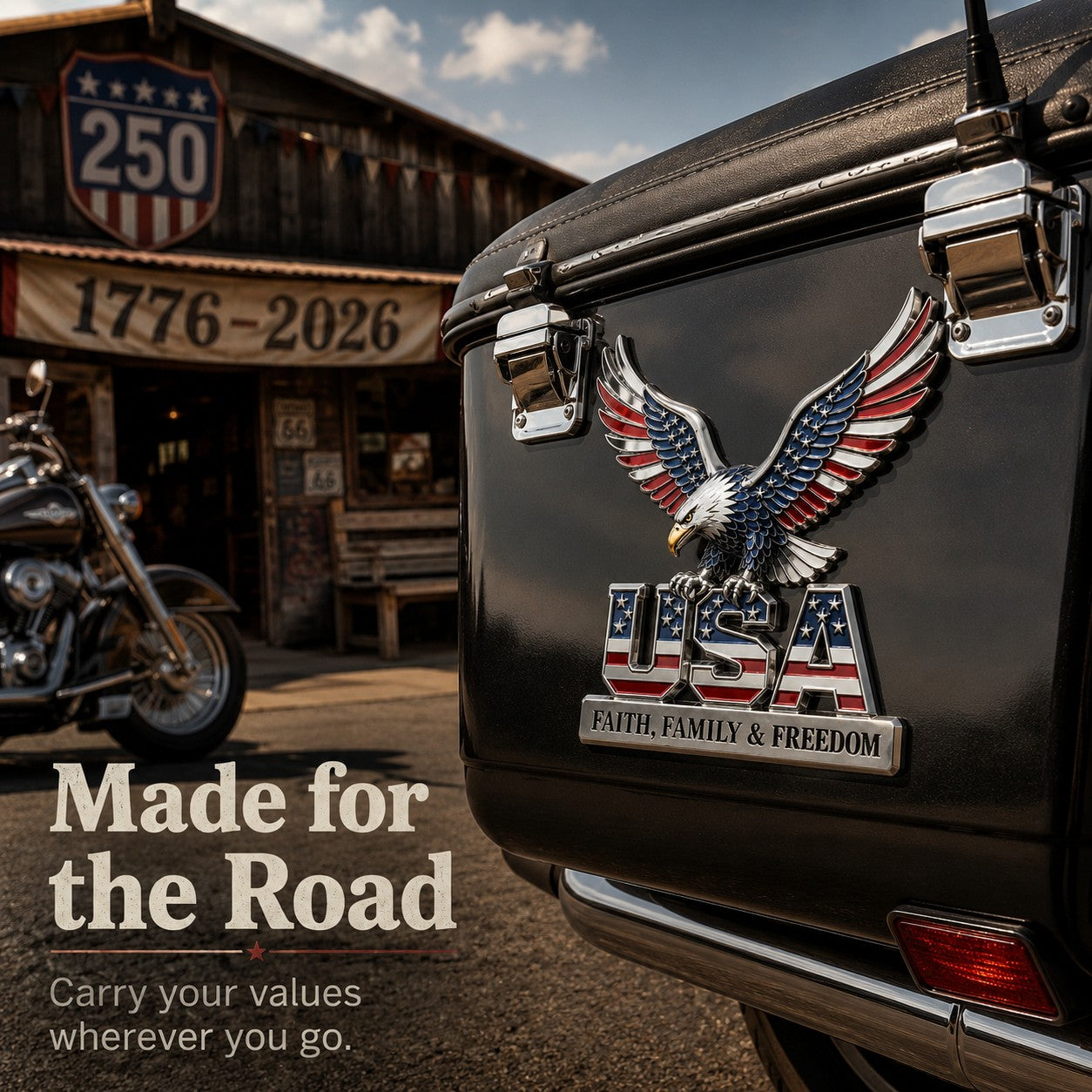 🦅🦅USA Faith, Family & Freedom Metal Emblem