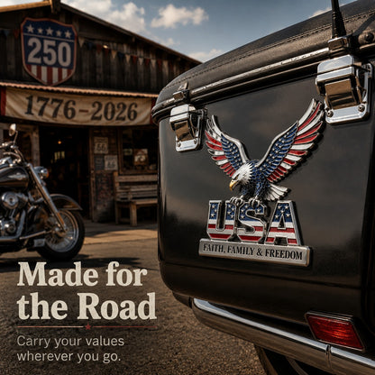 🦅🦅USA Faith, Family & Freedom Metal Emblem