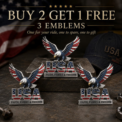 🦅🦅USA Faith, Family & Freedom Metal Emblem