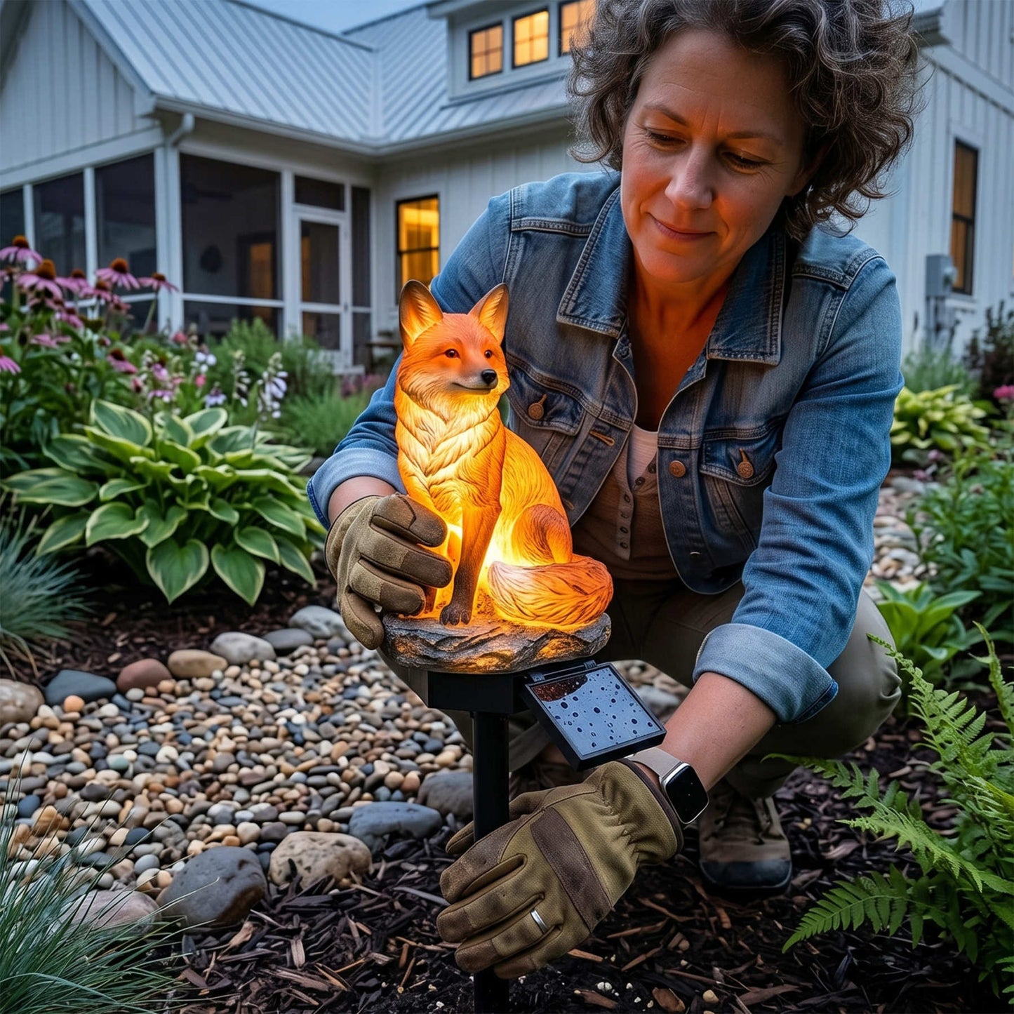 🦊🦊Red Fox Waterproof Solar Powered Garden Landscape Stake Light
