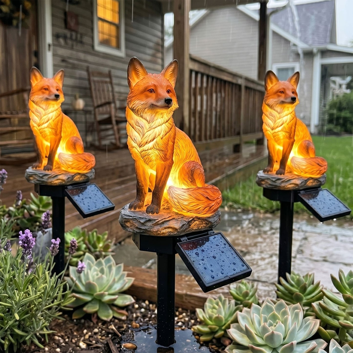 🦊🦊Red Fox Waterproof Solar Powered Garden Landscape Stake Light