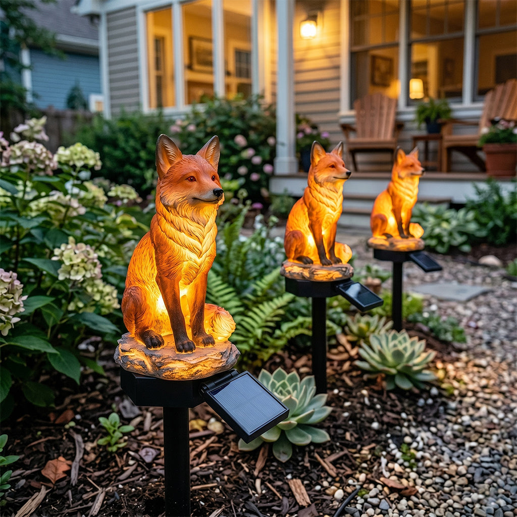 🦊🦊Red Fox Waterproof Solar Powered Garden Landscape Stake Light