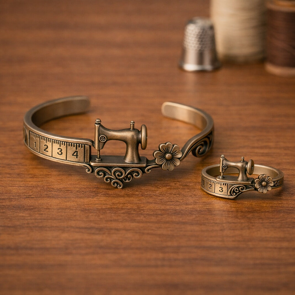 💖🎁2026 Mother's Day Gifts 50% Off--Sewing Machine Bracelet & Ring Set🧵