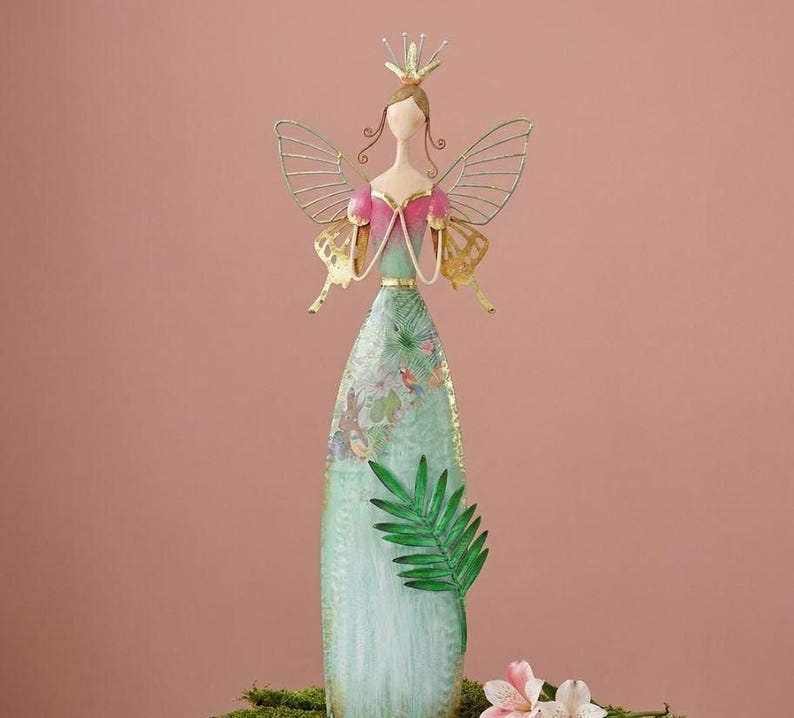 🎁🎁Enchanted Angel Decor-Whimsical Fairy Garden Metal   Statues