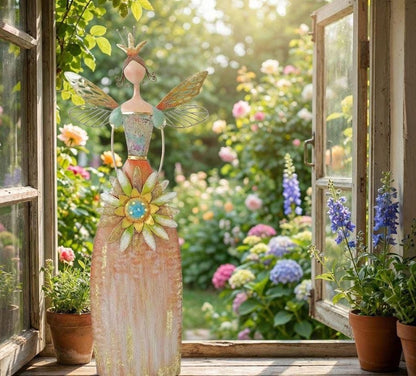 🎁🎁Enchanted Angel Decor-Whimsical Fairy Garden Metal   Statues