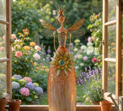 🎁🎁Enchanted Angel Decor-Whimsical Fairy Garden Metal   Statues