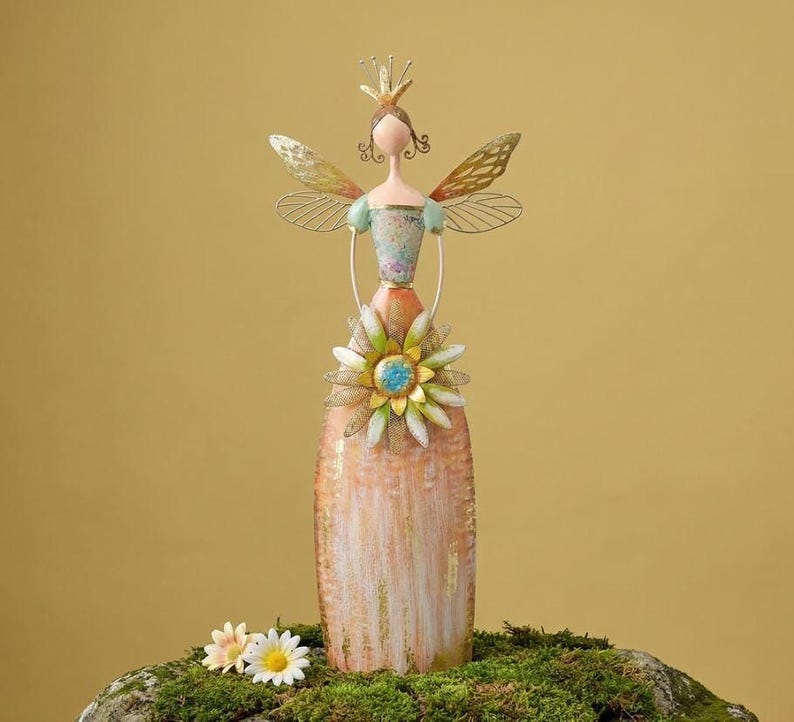 🎁🎁Enchanted Angel Decor-Whimsical Fairy Garden Metal   Statues
