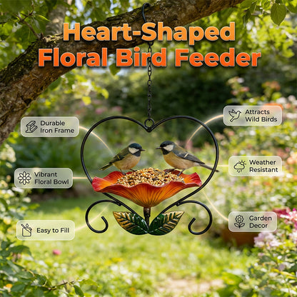 💖💖🐦 Heart-Shaped Bird Feeder – Floral, Hanging,Perfect for Backyard or Balcony 🏡