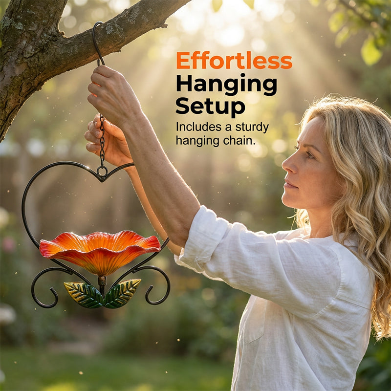 💖💖🐦 Heart-Shaped Bird Feeder – Floral, Hanging,Perfect for Backyard or Balcony 🏡