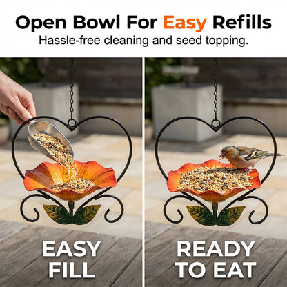 💖💖🐦 Heart-Shaped Bird Feeder – Floral, Hanging,Perfect for Backyard or Balcony 🏡