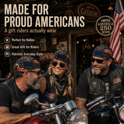 🏍️🏍️America 250 Cycling Pirate Hat / Biker Headwrap