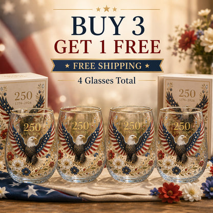 🦅🦅America 250 Eagle Glass Tumbler