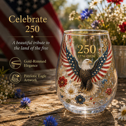 🦅🦅America 250 Eagle Glass Tumbler