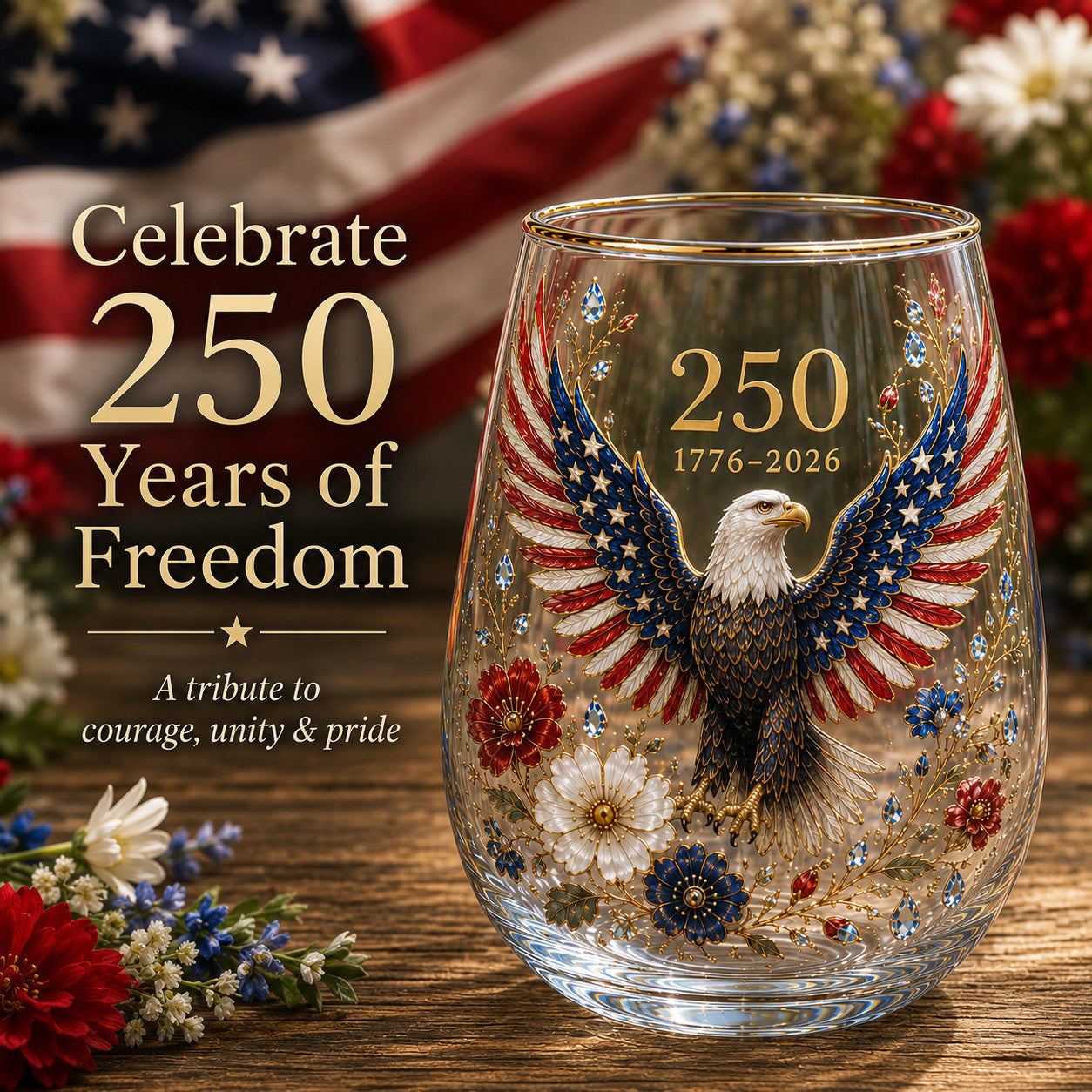 🦅🦅Limited Edition 2026 USA 250 Years of Freedom Eagle Glass