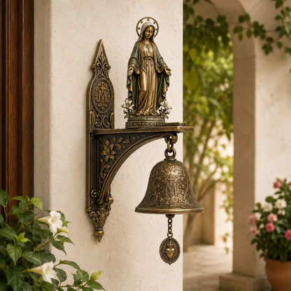 🙏✨ Our Lady of Grace Bronze Miraculous Medal Wall Bell | 🙏Catholic Religious Home & Garden Decor