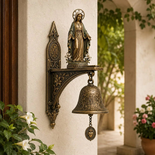 🙏🙏✨ Our Lady of Grace Bronze Miraculous Medal Wall Bell | 🙏Catholic Religious Home & Garden Decor