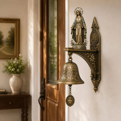 🙏✨ Our Lady of Grace Bronze Miraculous Medal Wall Bell | 🙏Catholic Religious Home & Garden Decor