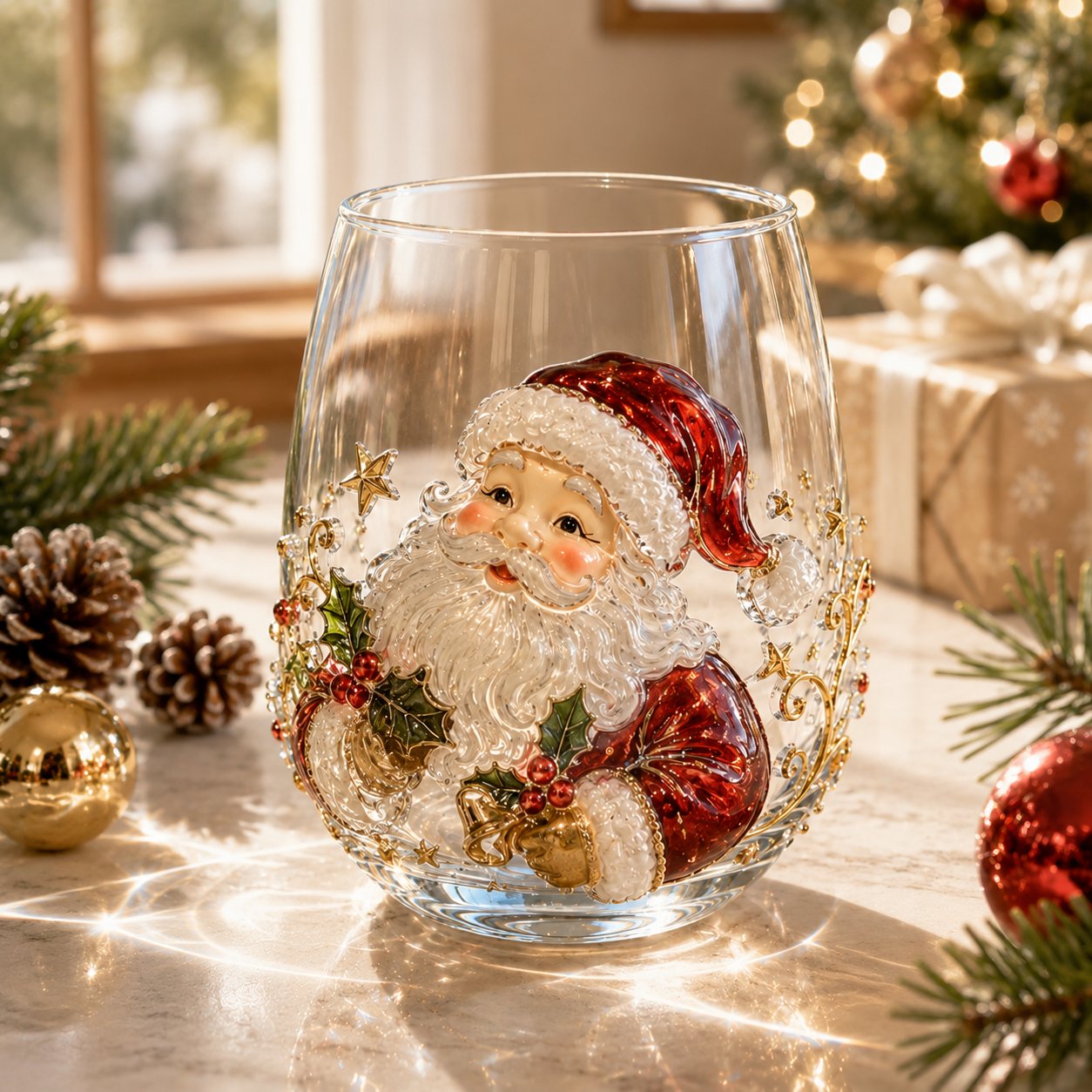 🎄✨ Christmas Glass Art Cup | Luxury  Holiday Glassware for Drinks, Decor & Christmas Gifts 🎁