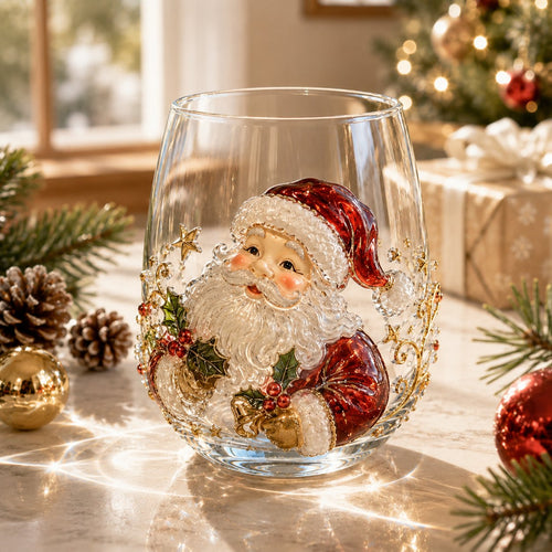 🎄✨ Christmas Glass Art Cup | Luxury  Holiday Glassware for Drinks, Decor & Christmas Gifts 🎁