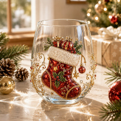 🎄✨ Christmas Glass Art Cup | Luxury  Holiday Glassware for Drinks, Decor & Christmas Gifts 🎁