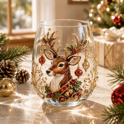 🎄✨ Christmas Glass Art Cup | Luxury  Holiday Glassware for Drinks, Decor & Christmas Gifts 🎁