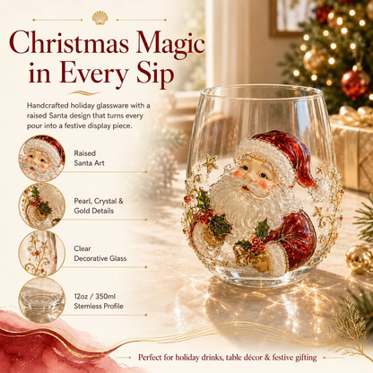 🎄✨ Christmas Glass Art Cup | Luxury  Holiday Glassware for Drinks, Decor & Christmas Gifts 🎁