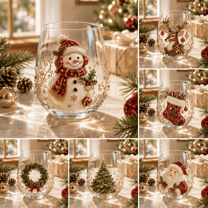 🎄✨ Christmas Glass Art Cup | Luxury  Holiday Glassware for Drinks, Decor & Christmas Gifts 🎁