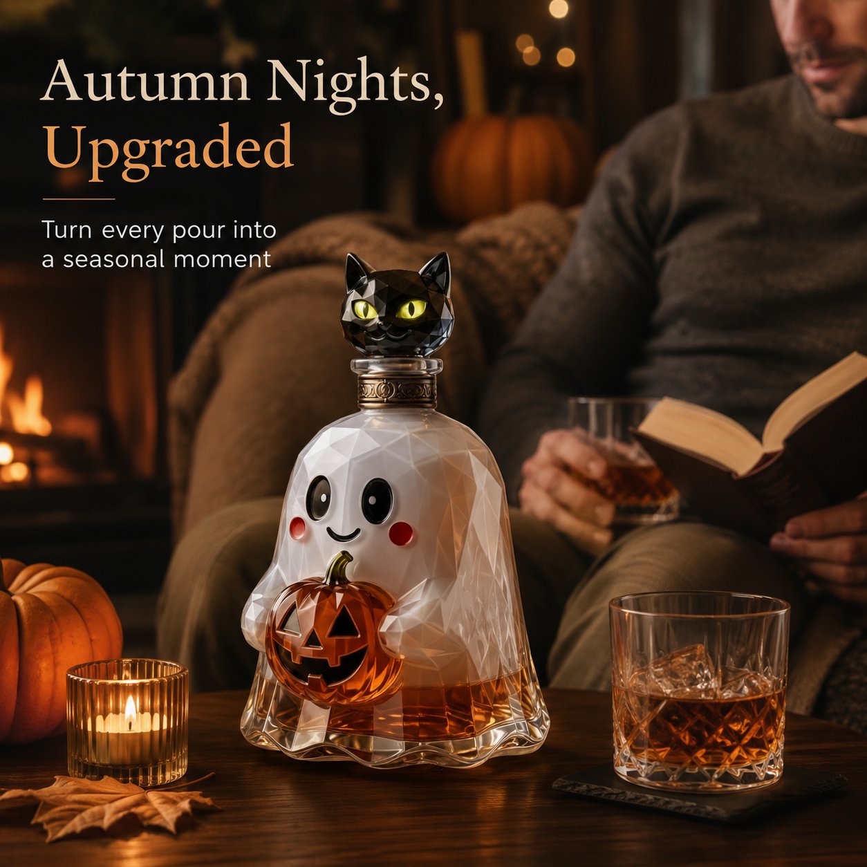 🔥🔥Last Day 50% OFF - Ghost Pumpkin Halloween Decanter 🎃 Spooky Glass Whiskey Bottle