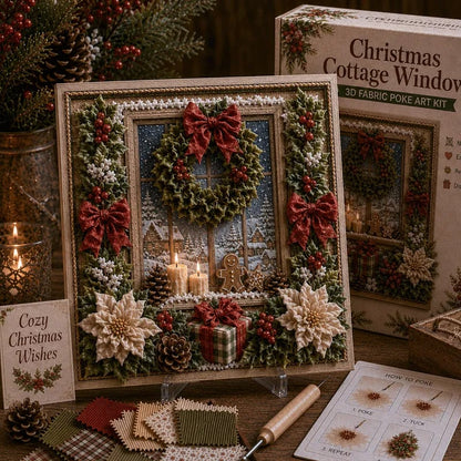 🔥 LAST DAY 49% OFF – 🎄🧵 Premium 3D Christmas Fabric Poke Art Kit | No-Sew Holiday Craft with Pre-Punched Board, Fabric Squares & Display Stand 🎅✨