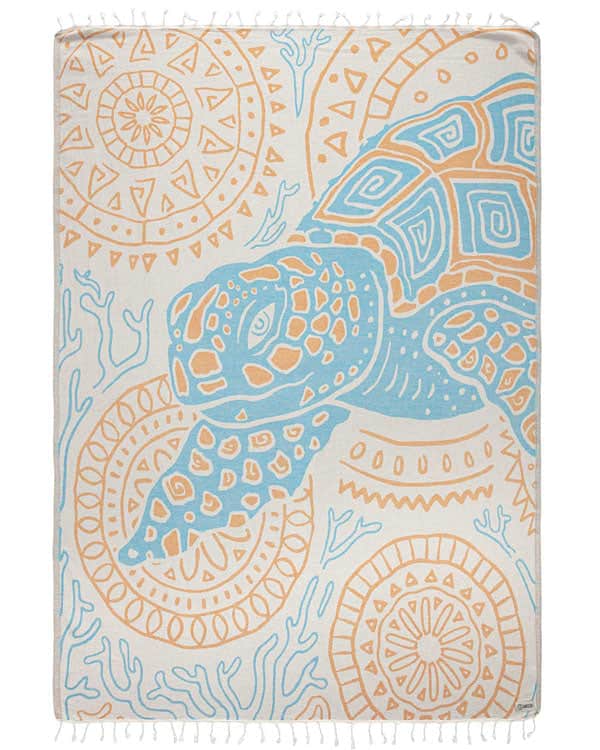 🏖️Daisy Turtle Turkish Cotton Beach Towel – Oversized Sand Resistant Quick Dry Towel