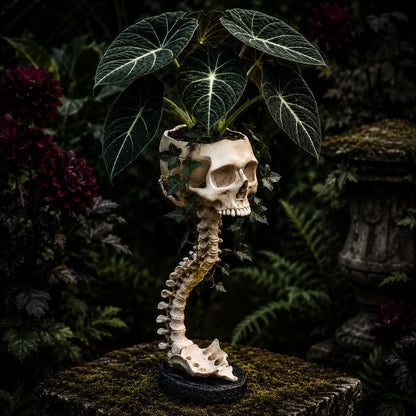 💀💀 🌿 Sculptured Skull Flowerpot