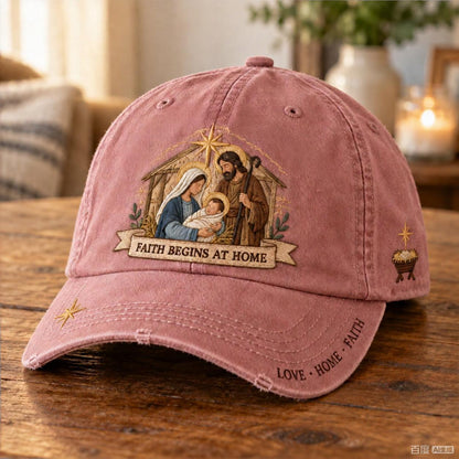 ✝️ ✝️Holy Family Faith Begins At Home Baseball Cap