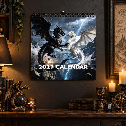 🐉🐉Dragons  2027 Wall Calendar – 12-Month Epic Fantasy Dragon Calendar, Mystical Legendary Art Hanging Planner for Dragon Lovers