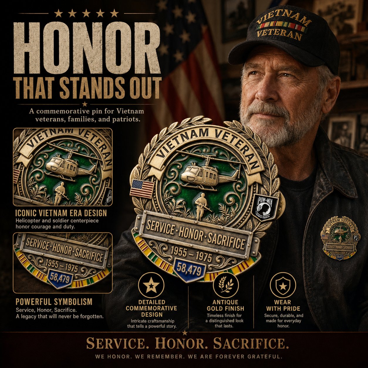 🦅🦅LAST DAY 49% OFF - 🎖️Vietnam Veteran Honor Commemorative Pin