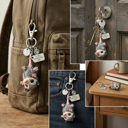 🐁A Little Opossum for You - 2D-"Still Hanging On" Keychain & Sentiment Card Set