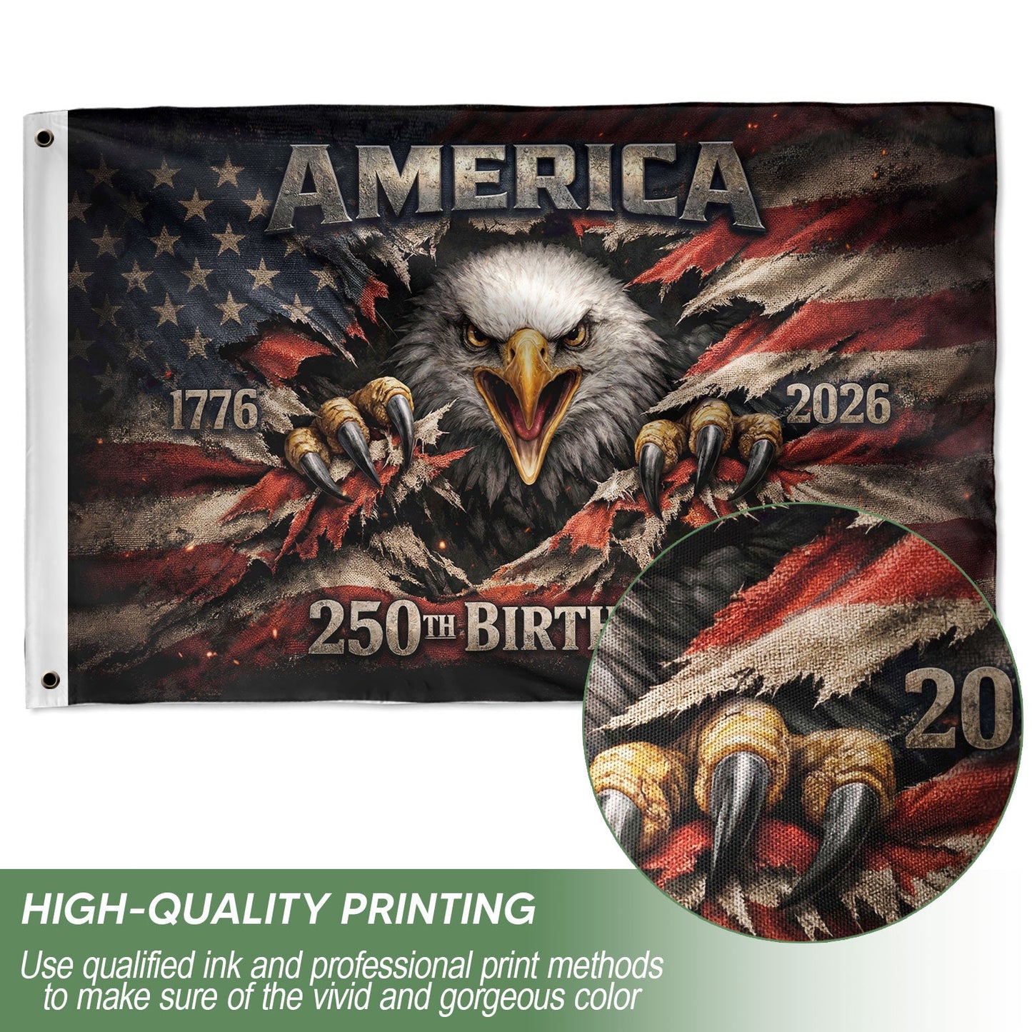 🦅🦅1776-2026 USA 250th Anniversary Flag – Patriotic Eagle Double Sided House Flag