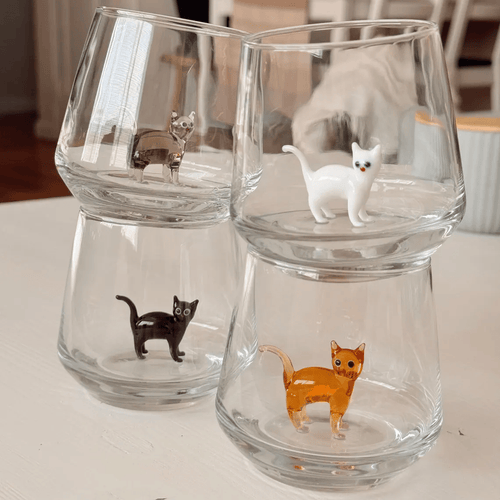 🐱 Handmade Murano Glass Cat Wine Glass