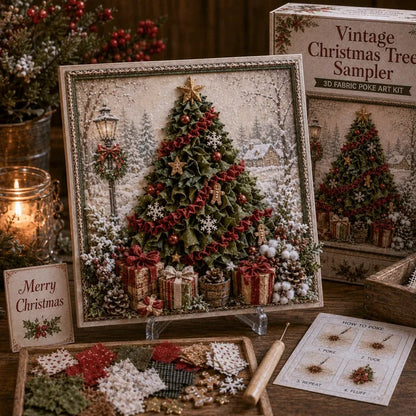 🔥 LAST DAY 49% OFF – 🎄🧵 Premium 3D Christmas Fabric Poke Art Kit | No-Sew Holiday Craft with Pre-Punched Board, Fabric Squares & Display Stand 🎅✨