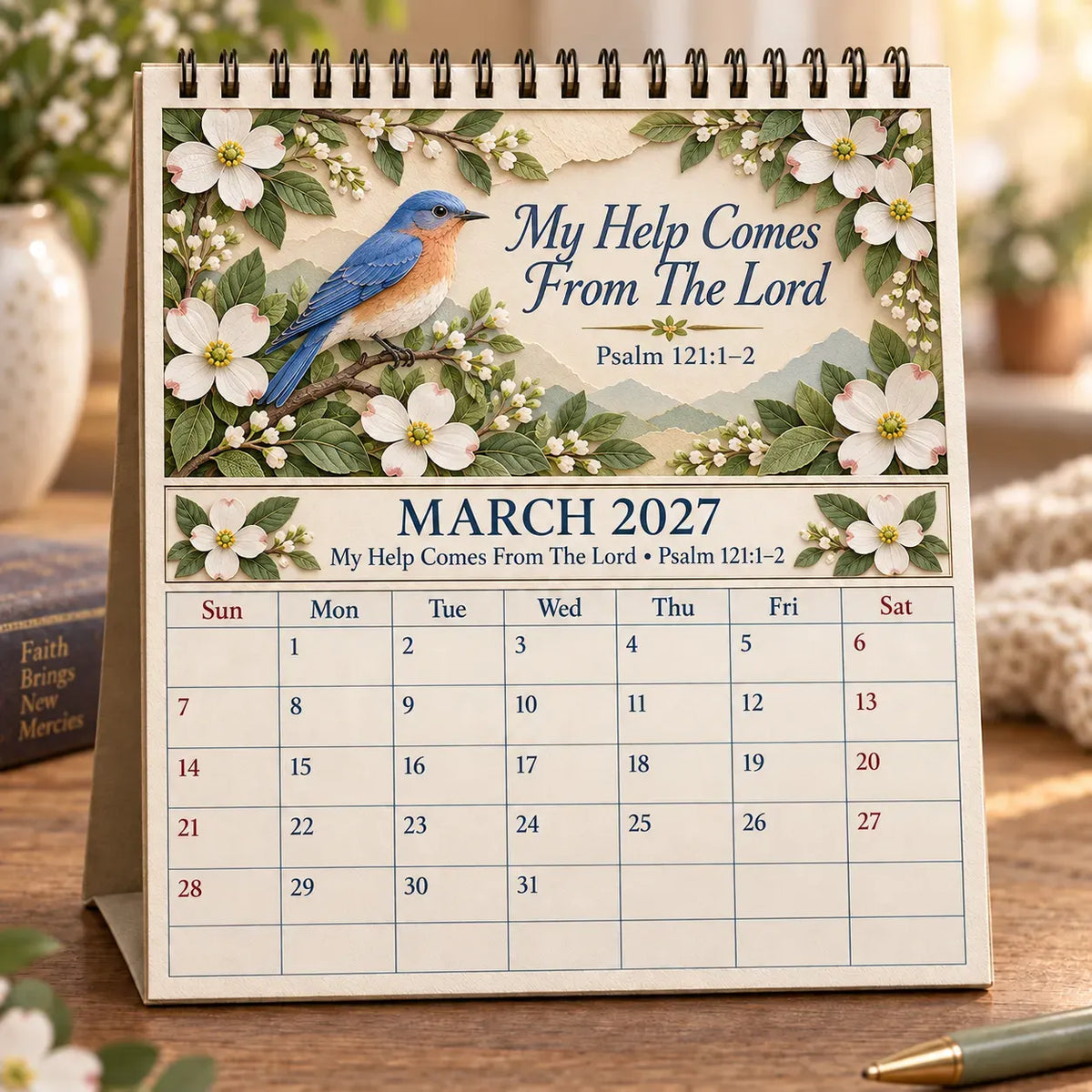 ✝️ 3D Christian Calendar 2027 | 12 Scripture Designs with Nature Scenes, Birds & Flowers for Faith-Filled Homes & Meaningful Gifts 🎁