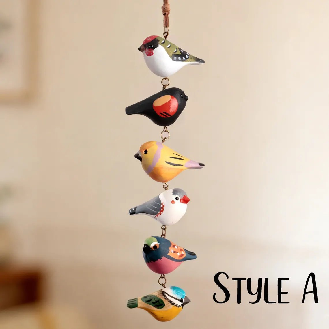 🐦🐦Rustic Hand Painted Bird Ornament, Handcrafted Wooden Colorful Birds🎁Buy 2 Free Shipping