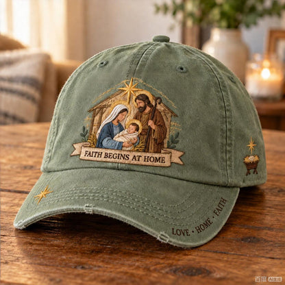 ✝️ ✝️Holy Family Faith Begins At Home Baseball Cap