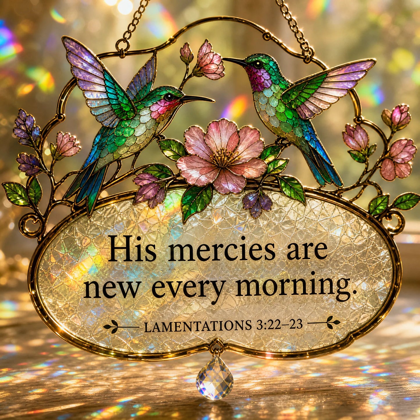 🐦Christian Scripture Bird Suncatcher with Crystal Prism – Hummingbird, Cardinal & Songbird Window Hanging