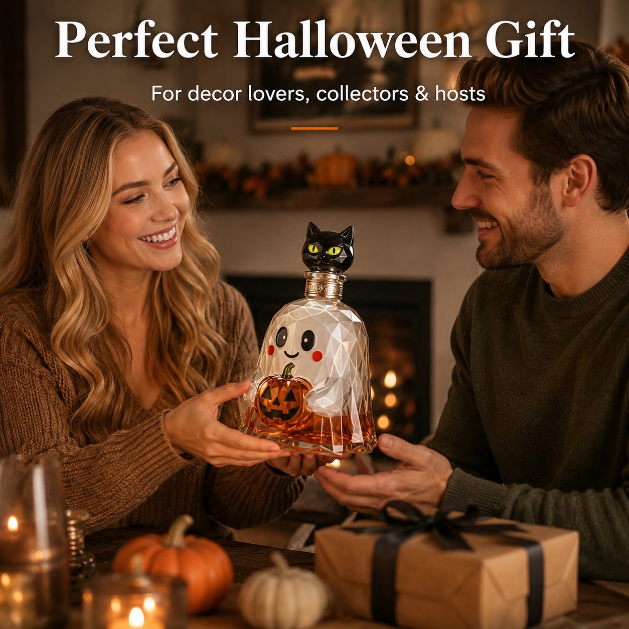 🔥🔥Last Day 50% OFF - Ghost Pumpkin Halloween Decanter 🎃 Spooky Glass Whiskey Bottle