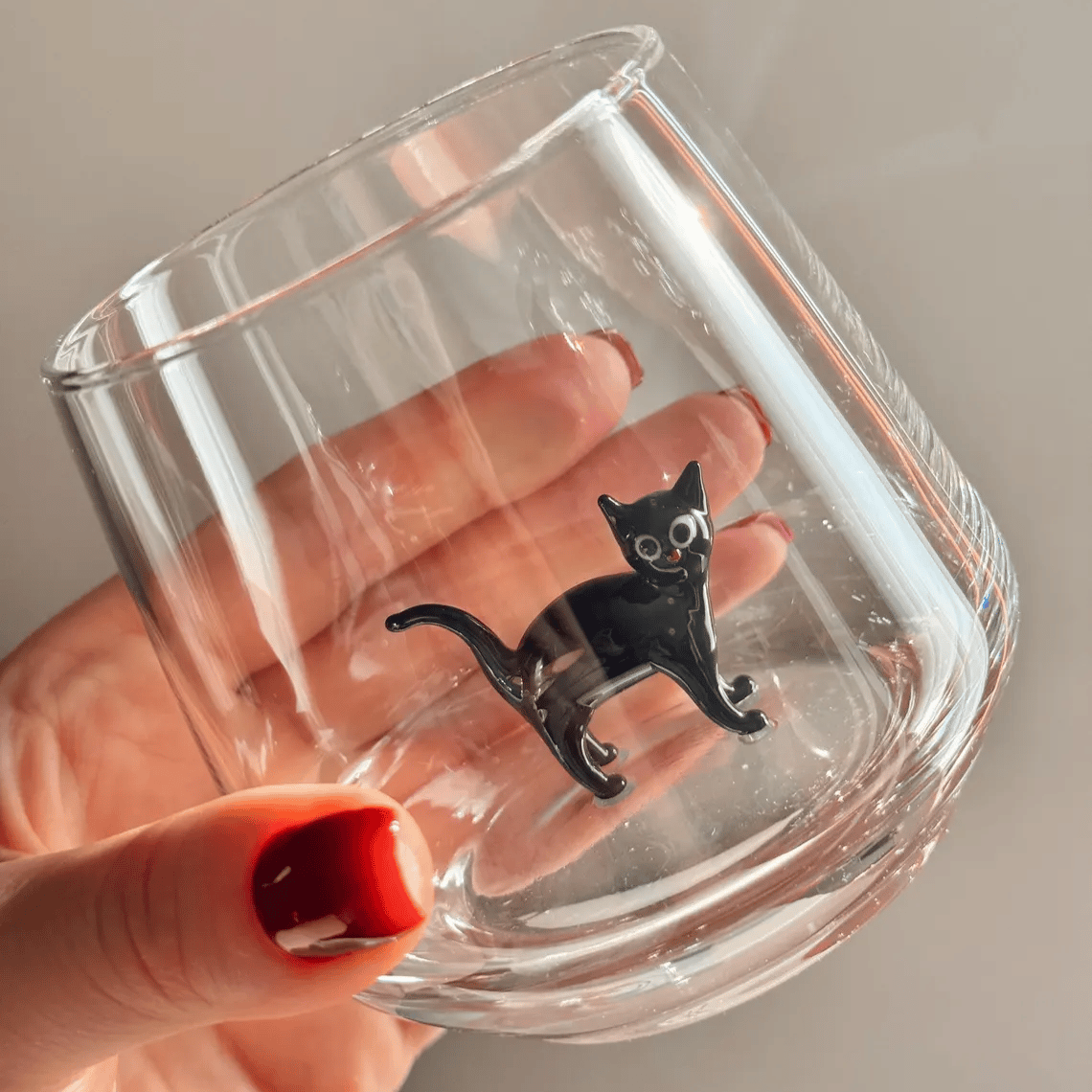 🐱 Handmade Murano Glass Cat Wine Glass